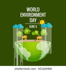 World environment day concept. Green Eco Earth. Vector illustration.