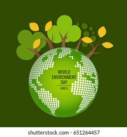 World environment day concept. Green Eco Earth. Vector illustration.