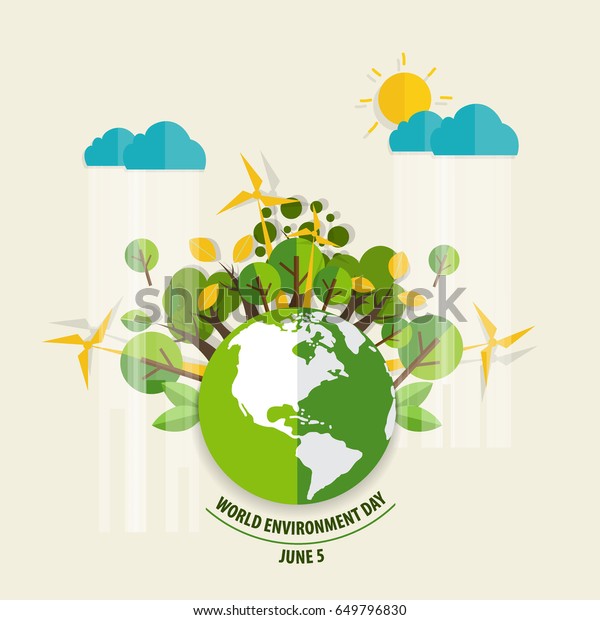 世界環境デーのコンセプト 緑のエコアース ベクターイラスト のベクター画像素材 ロイヤリティフリー