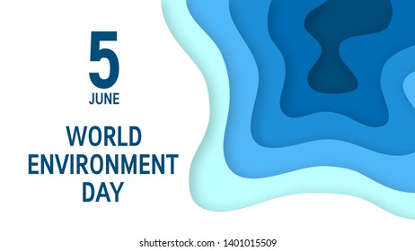 World environment day concept. Horizontal design for web banners, posters, cards etc. Vector template in papercut style.