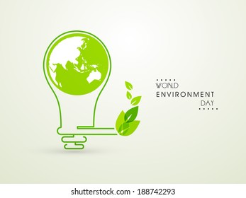 World Environment Day concept with idea for save the energy, mother earth globe in a electric bulb and green leaves. 