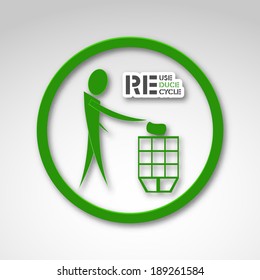 World Environment Day concept with illustration of a man dumping the garbage into a dustbin and stylish text.