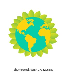 World Environment Day concept of the mother earth with sprouts on a beautiful background. Vector illustration . A cartoon sketch. 5 June.