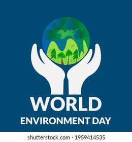 World environment day concept on hand. innovative Poster Or Banner Of World Environment Day. 
 Vector illustration. Earth day concept. Happy Earth Day Poster or Banner Background.
