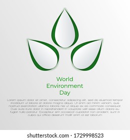 World Environment day concept. Paper Art eco friendly design. Vector isolated illustration on grey background. 