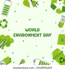 World Environment day concept. Renewable energy for ecology and environment conservation concept flat art design.Vector illustration.