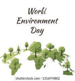 World Environment Day concept with Save the world. Nature or Healthy. Eco friendly design. Vector illustration