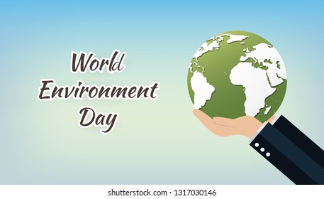 World Environment Day concept with Save the world. Nature or Healthy. Eco friendly design. Vector illustration