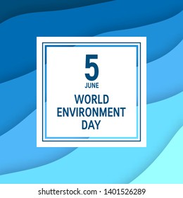 World environment day concept. Square design for web banners, posters, cards etc. Vector template in papercut style.