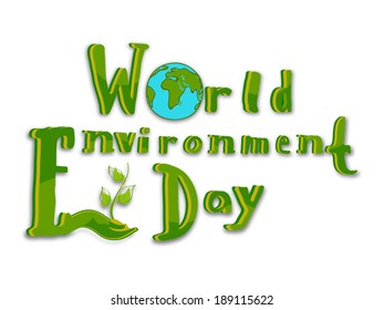World Environment Day concept with stylish text and globe on white background, can be use as flyer, banner or poster. 