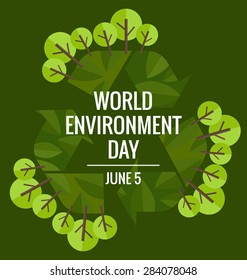 World environment day concept with tree background. Vector illustration