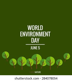 World environment day concept with tree background. Vector illustration