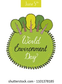 World environment day concept with trees. Green Eco Earth. Vector illustration