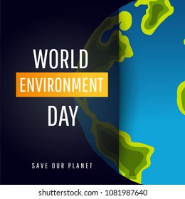 World Environment day concept.  Vector illustration Concept design for banner, greeting card, t-shirt, print, poster.