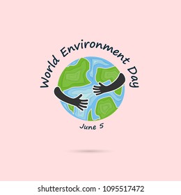 World Environment day concept vector logo design template.June 5st World Environment day concept.World Environment day Awareness Idea Campaign.Vector illustration.