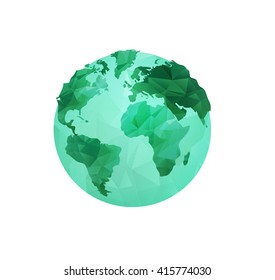 World Environment Day concept wit polygonal earth globe and stylish calligraphic text. Earth Day. Eco friendly ecology concept. Flat Vector illustration.
