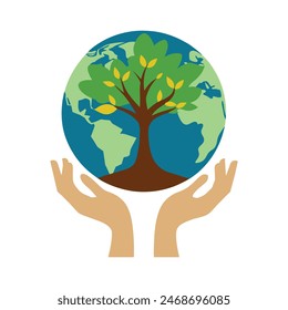 World Environment Day conservation in your hands, USA environment concept Illustration