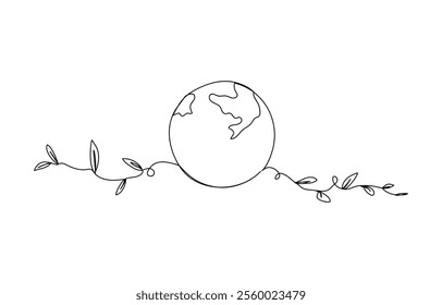 World environment day. Continuous line design graphic illustration