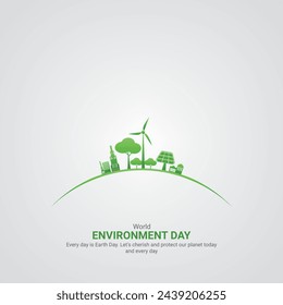 World environment day. World environment day creative ads. June 5  poster, banner vector illustration . 3D