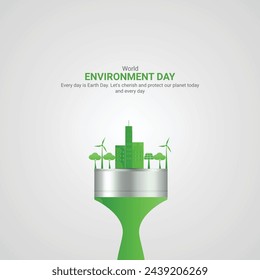 World environment day. World environment day creative ads. June 5  poster, banner vector illustration . 3D
