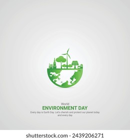 World environment day. World environment day creative ads. June 5  poster, banner vector illustration . 3D