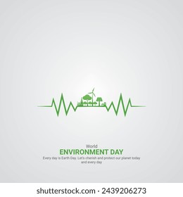 Día Mundial del Medio Ambiente. Anuncios creativos del Día Mundial del Medio Ambiente. Afiche del 5 de junio, ilustración vectorial de banner . 3D