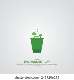 World environment day. World environment day creative ads. June 5  poster, banner vector illustration . 3D