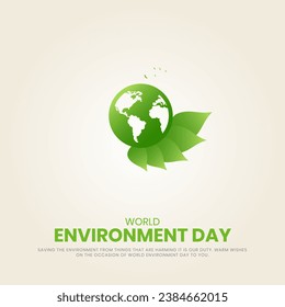 World Environment day, Creative Concept design for banner and poster. 3D illustration