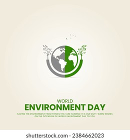 World Environment day, Creative Concept design for banner and poster. 3D illustration