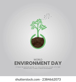 World Environment day, Creative Concept design for banner and poster. 3D illustration