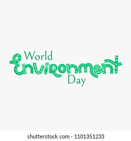 World environment day. Creative hand drawn lettering with doodle. Save nature. Eco friendly design. It can be used for banner, poster, invitation, card, brochure. Vector illustration, eps10
