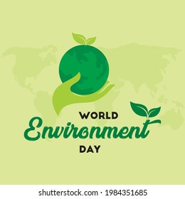 World Environment Day Creative Poster with Vector Globe and Green Leaf's. Illustration of Environment Day  