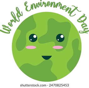 Weltumwelttag niedliches Globusgesicht Design, Earth Day, Globe-Ikone