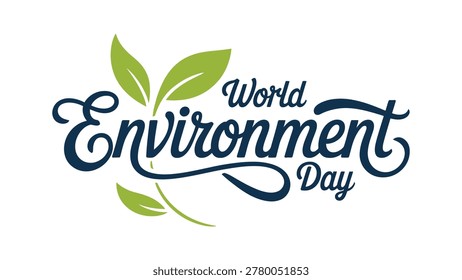 world environment day decorative eco typography with green leaves and elegant calligraphy environmental awareness vector illustration for sustainability celebration