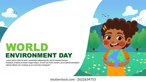 world environment day design. design with children's theme. suitable for introducing children to protecting the earth