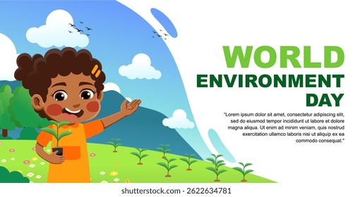 world environment day design. design with children's theme. suitable for introducing children to protecting the earth