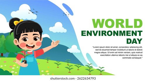 world environment day design. design with children's theme. suitable for introducing children to protecting the earth