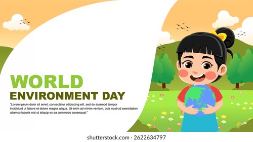 world environment day design. design with children's theme. suitable for introducing children to protecting the earth