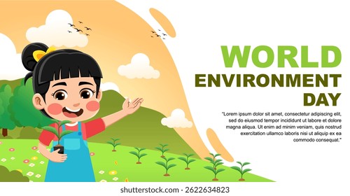 world environment day design. design with children's theme. suitable for introducing children to protecting the earth
