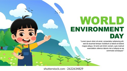 world environment day design. design with children's theme. suitable for introducing children to protecting the earth