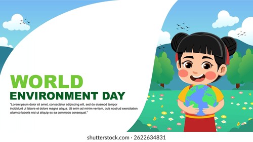 world environment day design. design with children's theme. suitable for introducing children to protecting the earth