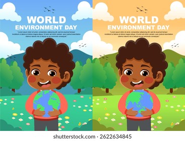 world environment day design. design with children's theme. suitable for introducing children to protecting the earth