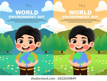 world environment day design. design with children's theme. suitable for introducing children to protecting the earth