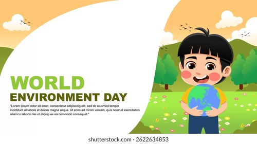 world environment day design. design with children's theme. suitable for introducing children to protecting the earth