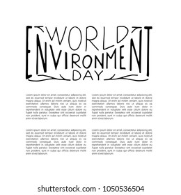 World Environment Day design concept with hand lettering. Vector illustration.