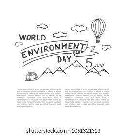 World Environment Day design concept with hand lettering. Vector illustration.