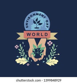 world environment day design concept, gambar hands carry plant seeds as a symbol of planting trees