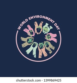 world environment day design concept, some hands carry plant seeds as a symbol of planting trees for greenery