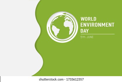 World Environment day, earth day and eco friendly concept with copy space and green background, Vector illustration