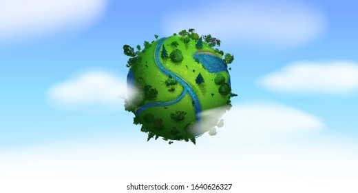 World environment day. Earth globe with splashes in watercolor style art. Concept design for banner, poster, greeting card. Vector illustration